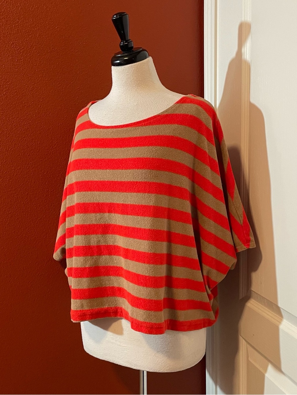 Mersea Women’s Captiva Terry Slouch One Size Striped Coastal Beach Top Tee Shirt